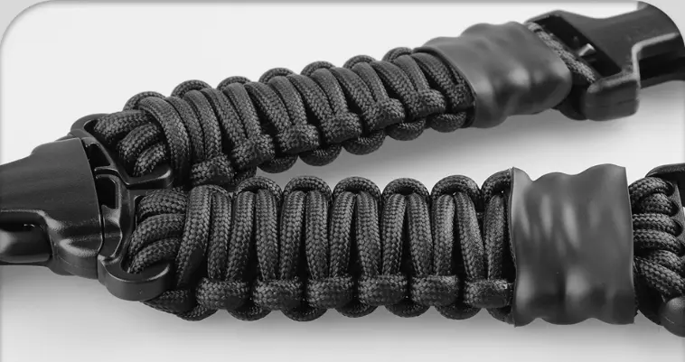 Extreme close-up of the individual paracord strands