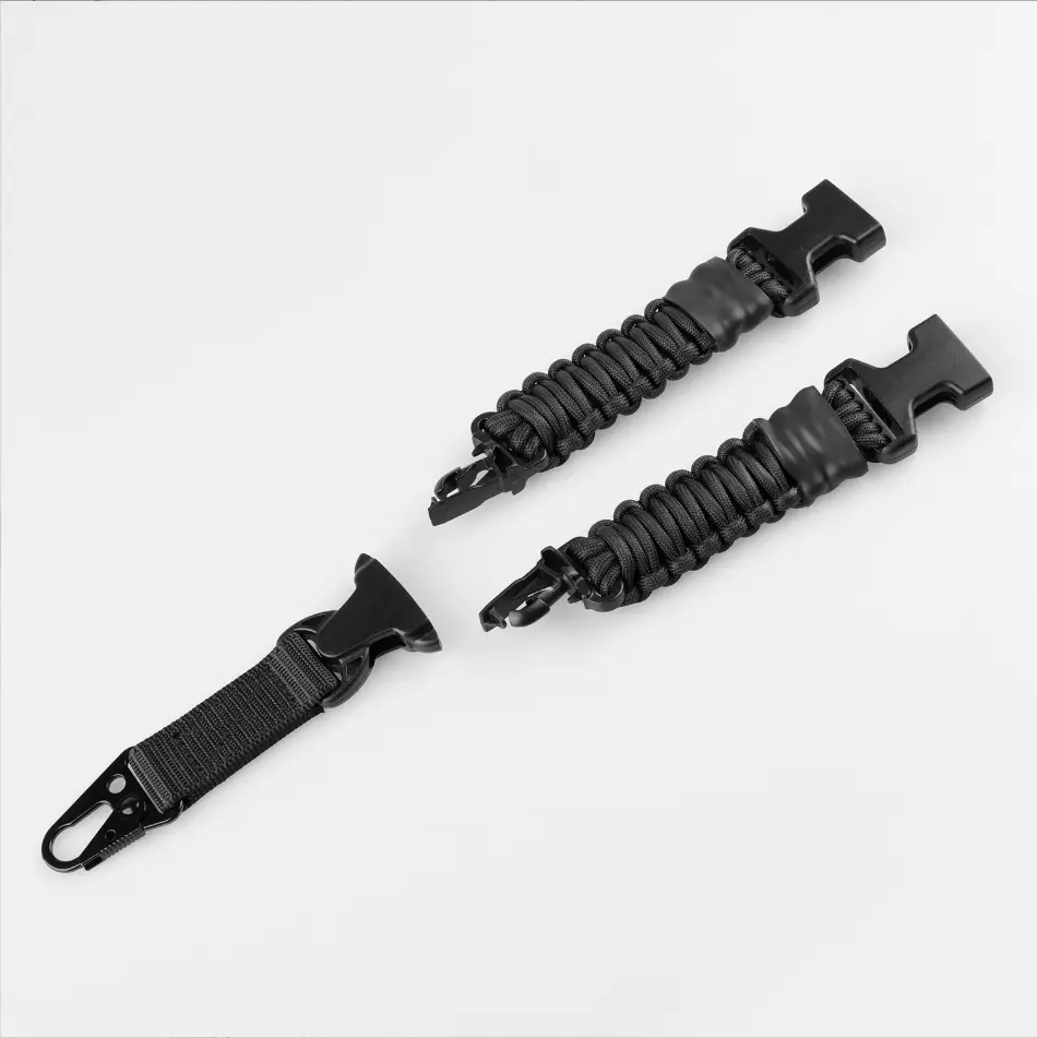 Partial view showing the intricate weave of the paracord strap