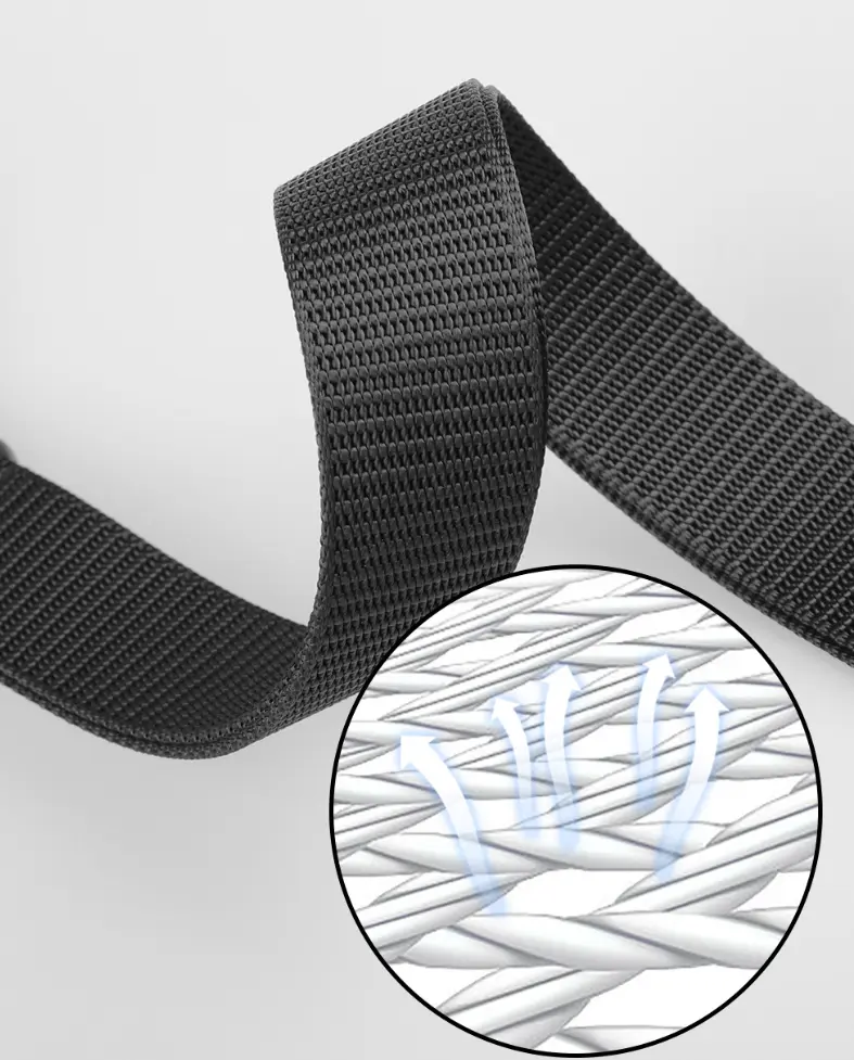 Macro shot of the tight paracord braid pattern