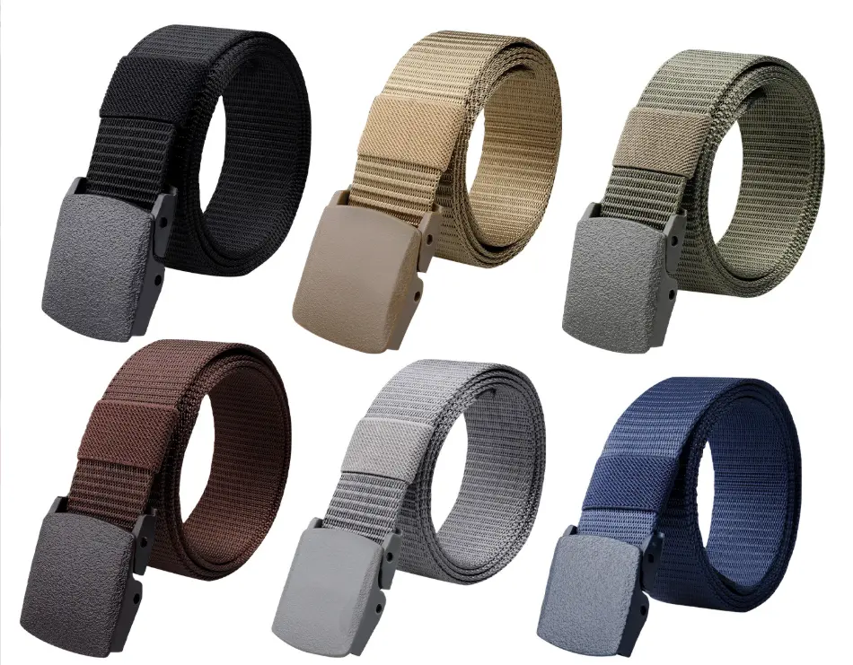 Collection of classic nylon webbing belts in various colors