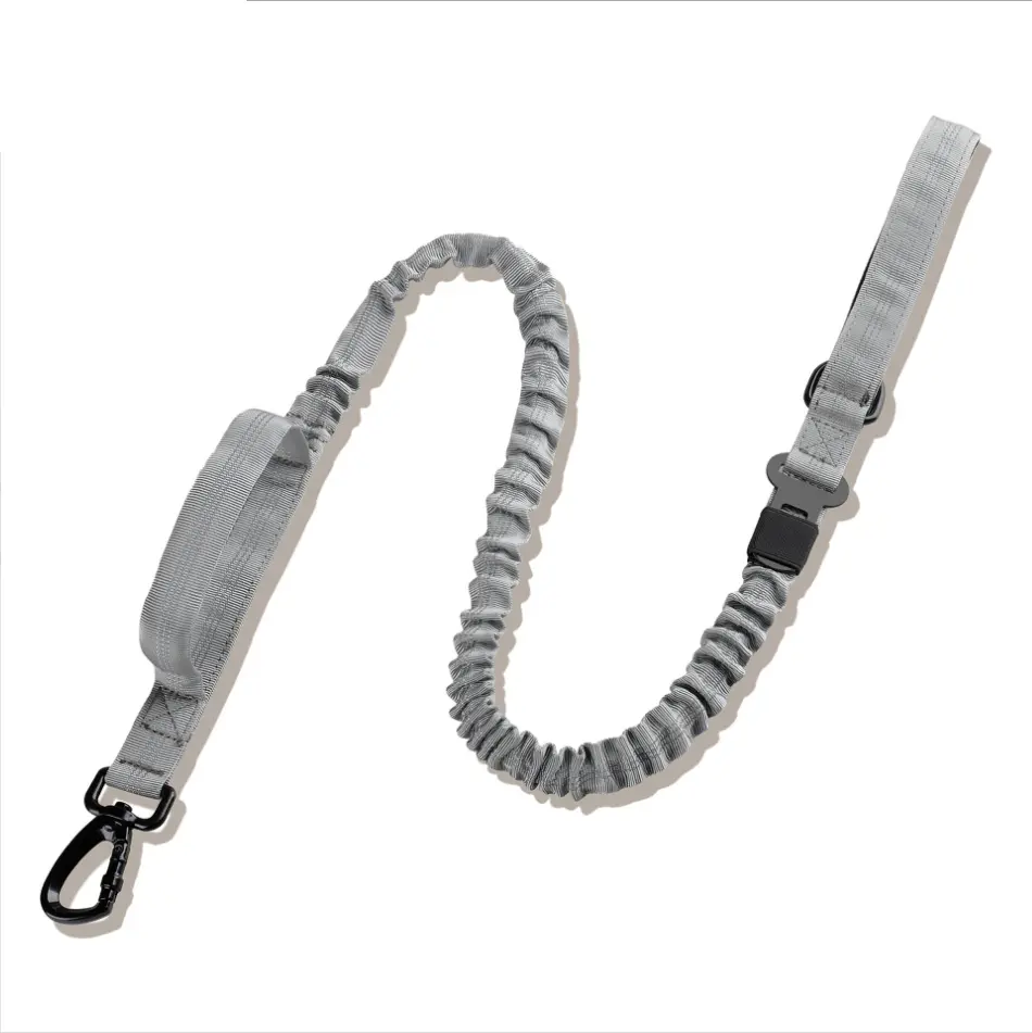 Grey braided paracord dog leash thumbnail