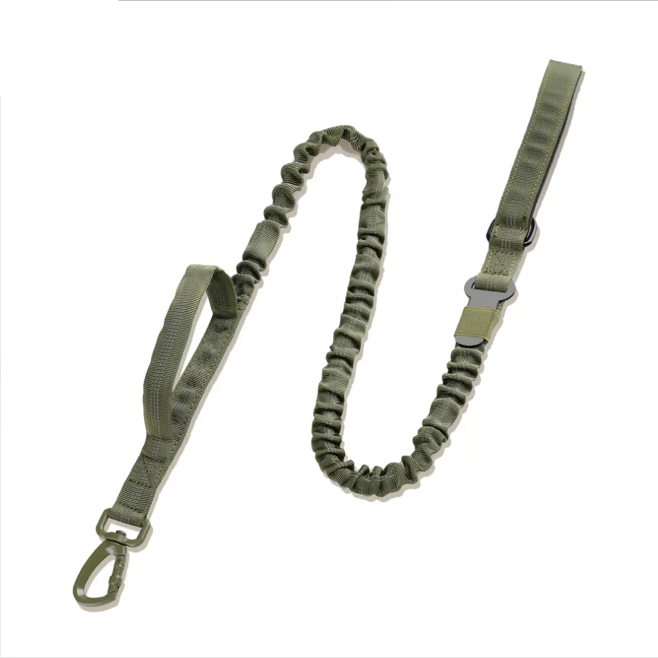 Olive green braided paracord dog leash thumbnail