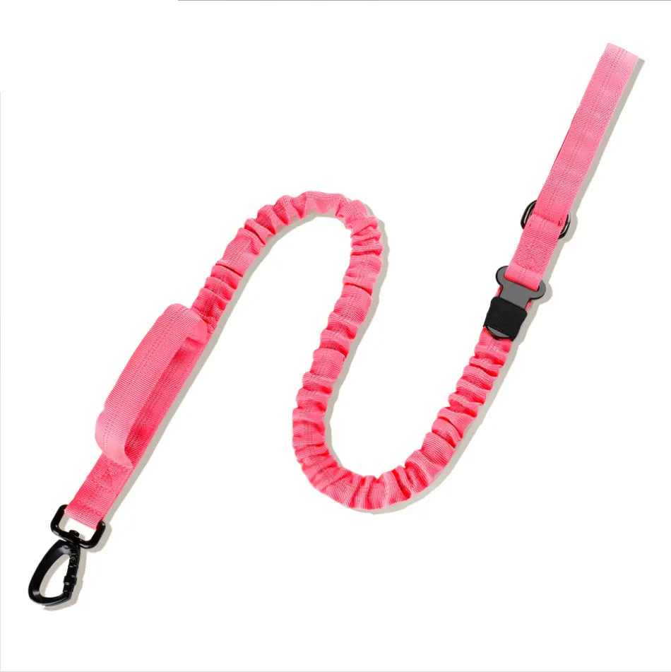 Bright pink braided paracord dog leash thumbnail