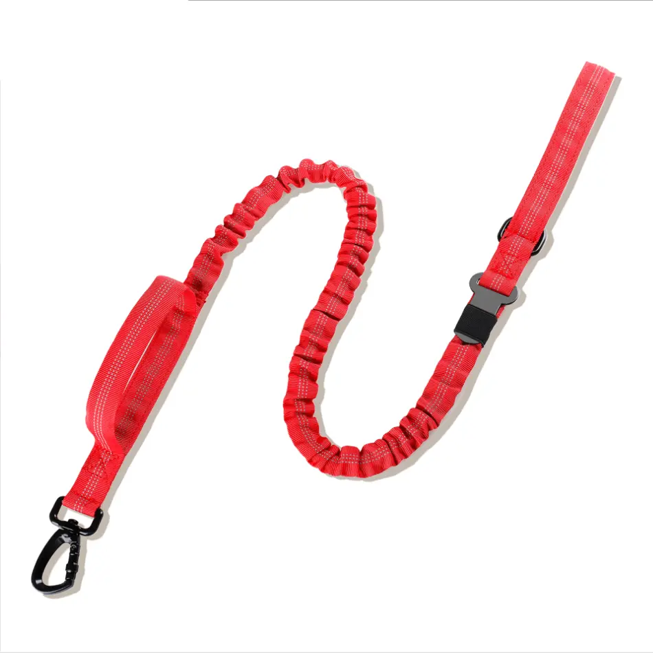 Vibrant red braided paracord dog leash thumbnail