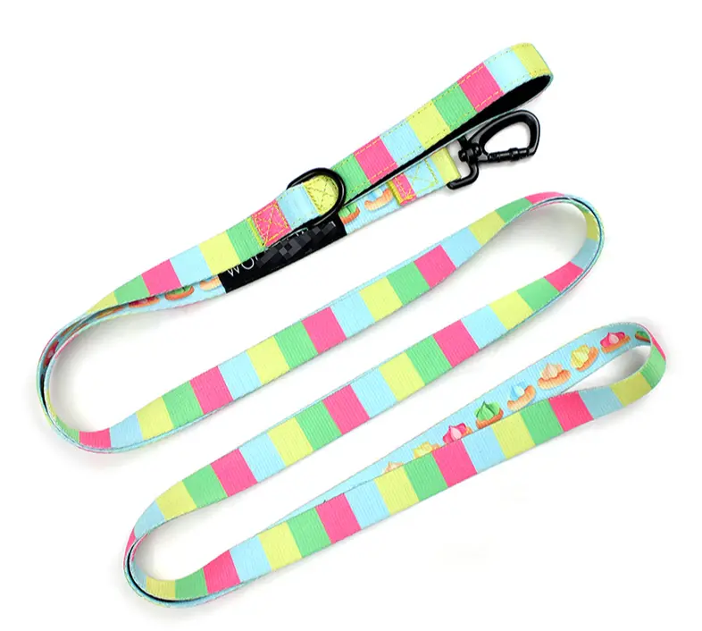 polyester material dog leash with print pattern.