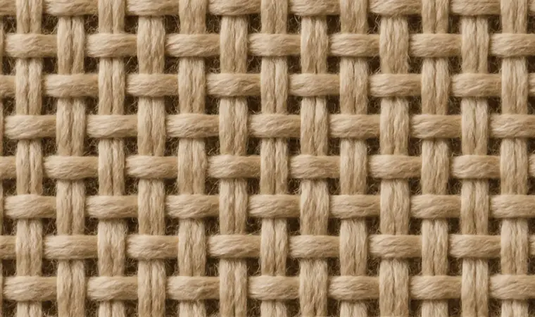 A detailed close-up of plain weave webbing showing its simple one-over, one-under structure.